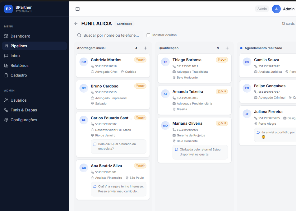 Gestão de Candidatos para RH
